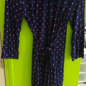 Blue with red flowers belted lands end size 6-8 dress